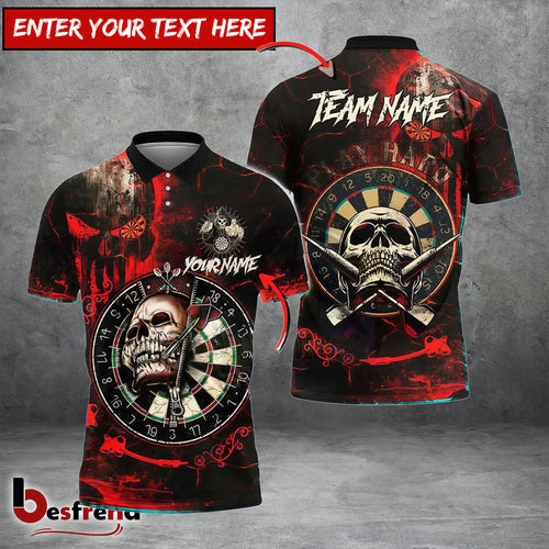 Besfrend Darts Skull Target Gothic Style Personalized Name Team Name Shirt