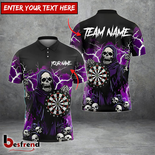 Besfrend Darts Skull Vintage Thunder Lightning Multicolor Options Personalized Name Shirt
