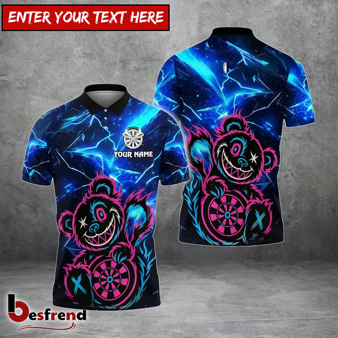 Besfrend Darts Wild Bear with Dartboard Multicolor Options Personalized Name Shirt