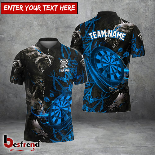 Besfrend Darts Wolf Fire Personalized Name Team Name 3D Shirt