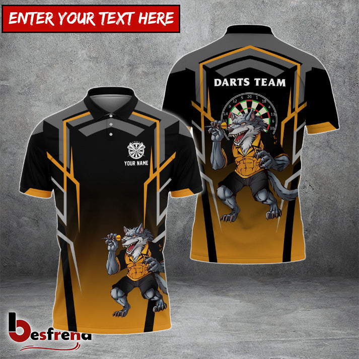 Besfrend Darts Wolf Orange Black Custom Polo Shirts