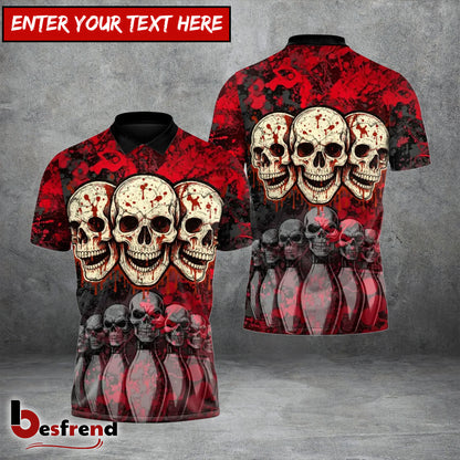 Besfrend Death Strike Skull Bowling Polo Shirt
