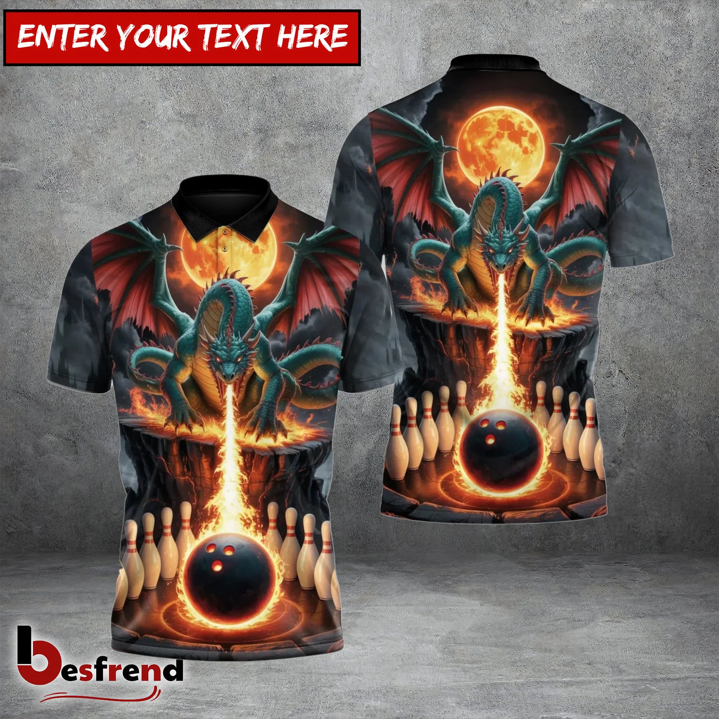 Besfrend Dragon Hell Fire Bowling 3D Shirt