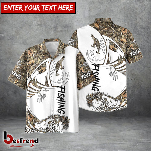 Besfrend Fish Reaper Fishing Camouflage Shirts Custom Name 3D Shirt