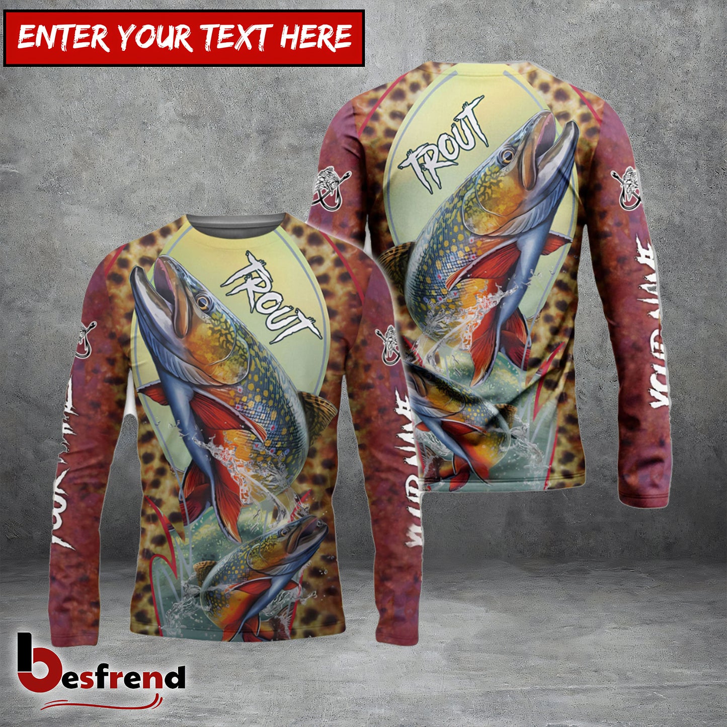 Besfrend Fishing Trout Customize Name 3D Shirts
