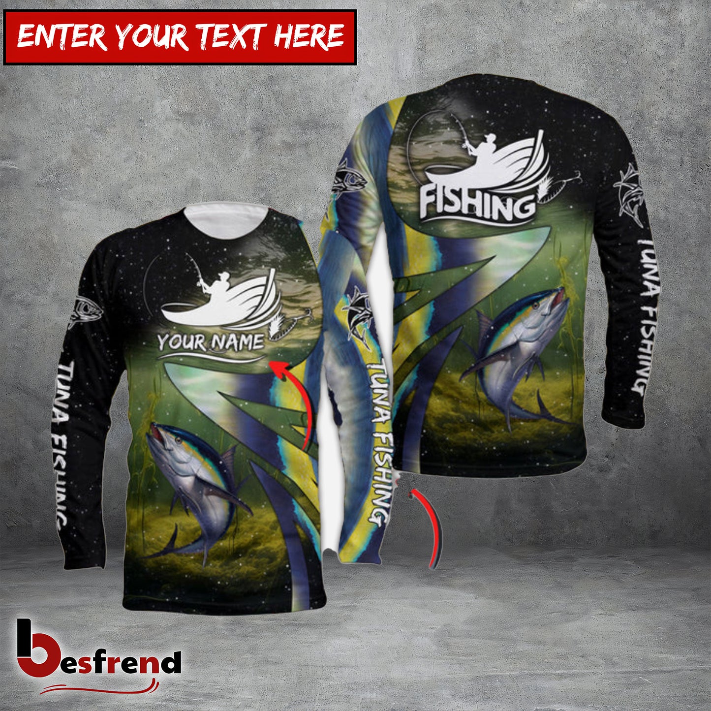 Besfrend Fishing Tuna Skin Customize Name 3D Shirts