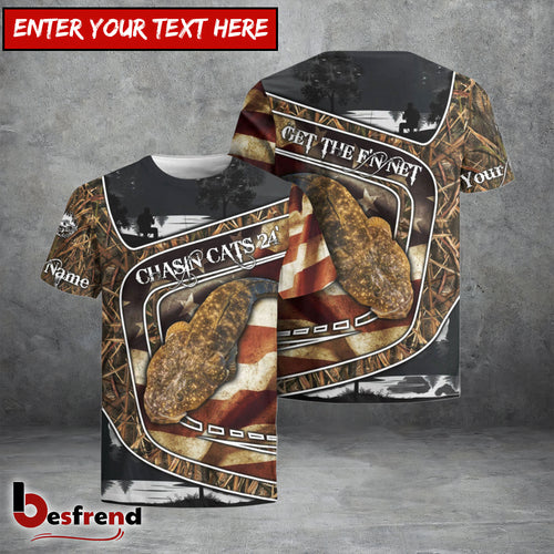 Besfrend Flathead Fishing Camo American Flag Patriotic Customize Name 3D Shirts