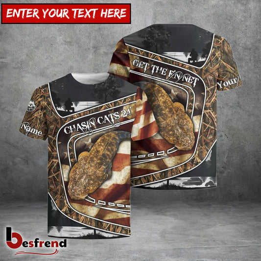 Besfrend Flathead Fishing Camo American Flag Patriotic Customize Name 3D Shirts