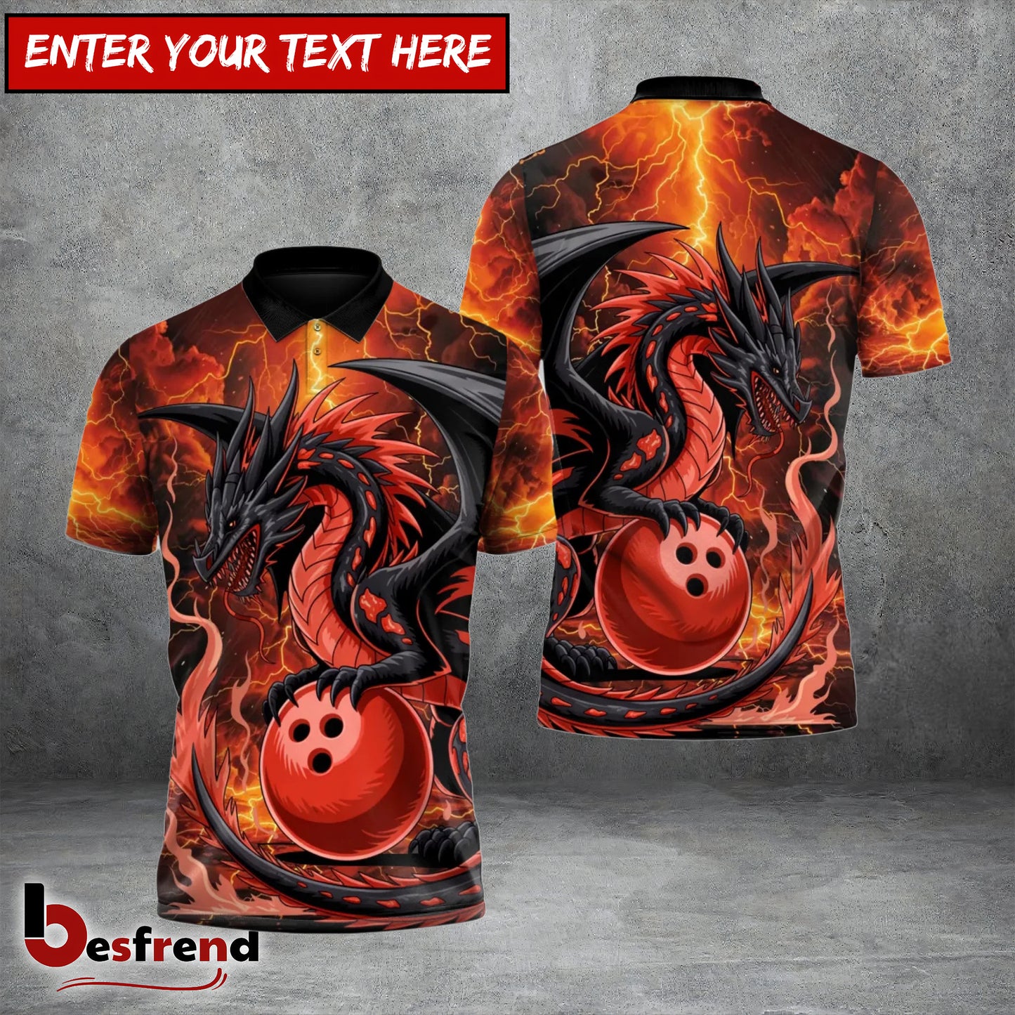 Besfrend Hellfire Dragon Bowling Custom Polo Shirt