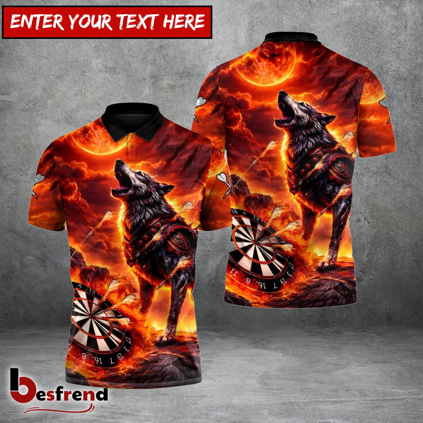 Besfrend Hellfire Wolf Darts 3D Shirt