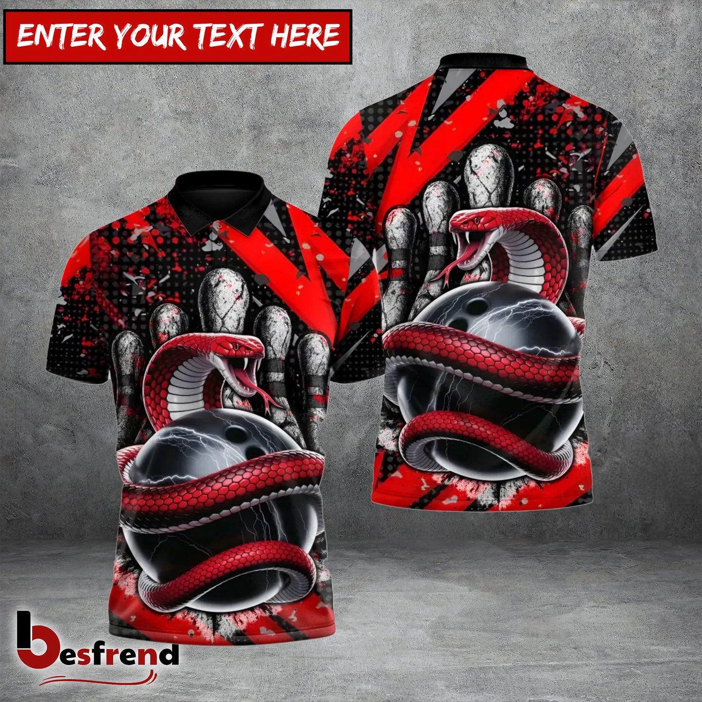Besfrend Inferno Snake Bowling Polo Custom Team Shirt