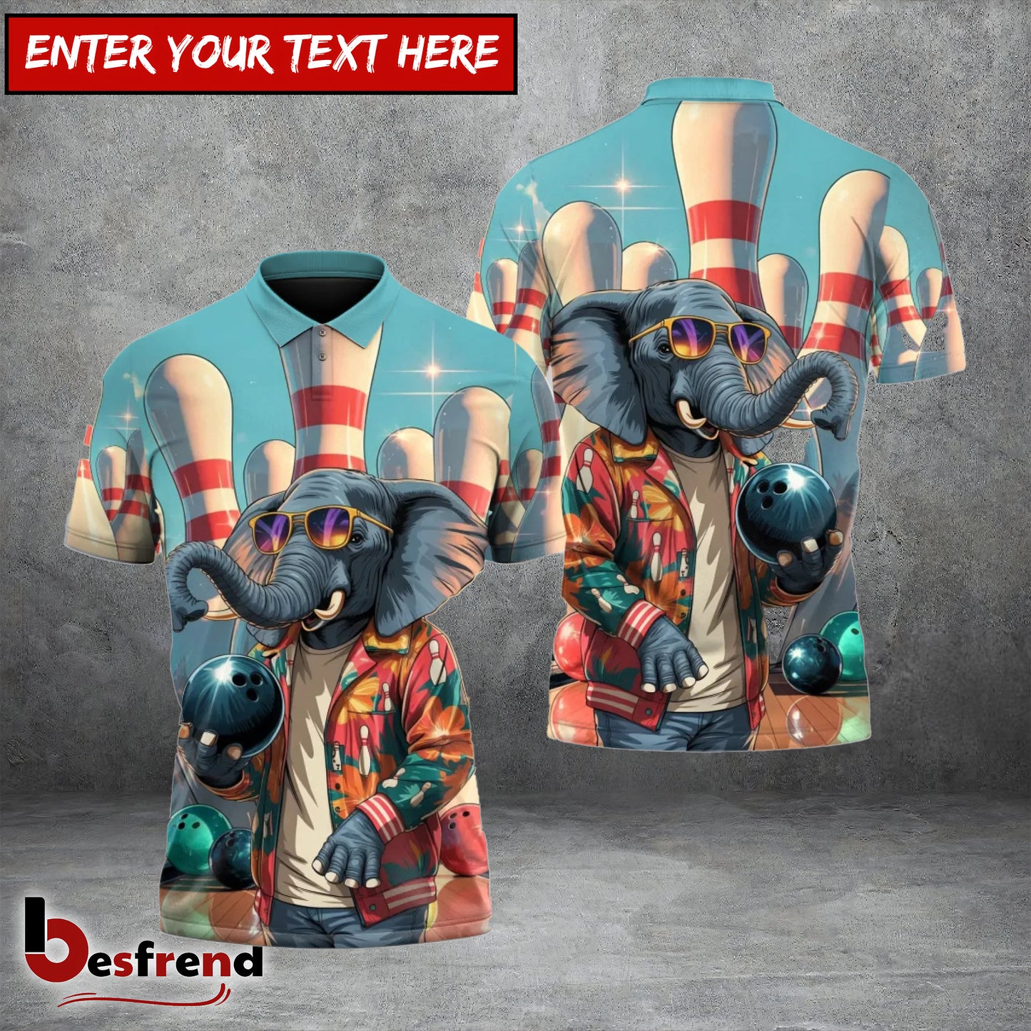 Besfrend Kingpin Elephant Bowling 3D Shirt