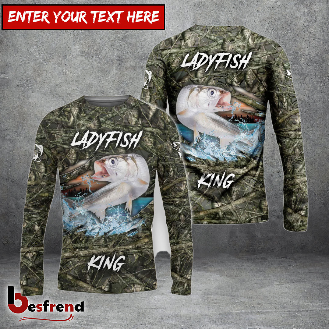 Besfrend Ladyfish Fishing Lure Camouflage Custom Name Shirts