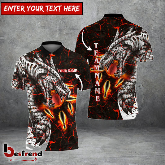 Besfrend Magma Dragon Bowling Personalized Name Team Name 3D Shirt  Colors
