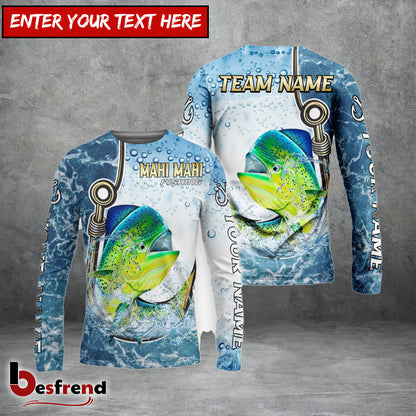 Besfrend Mahi-mahi Fishing Golden Hook Graphic Sport Custom Name  Team Name 3D Shirts