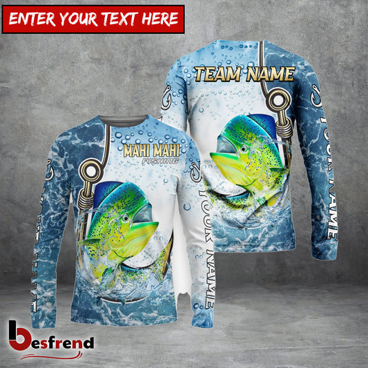 Besfrend Mahi-mahi Fishing Golden Hook Graphic Sport Custom Name  Team Name 3D Shirts