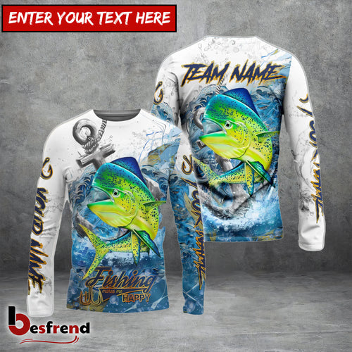 Besfrend Mahi Mahi Fishing Anchor Ocean Splash Design Name  Team Name 3D Shirts