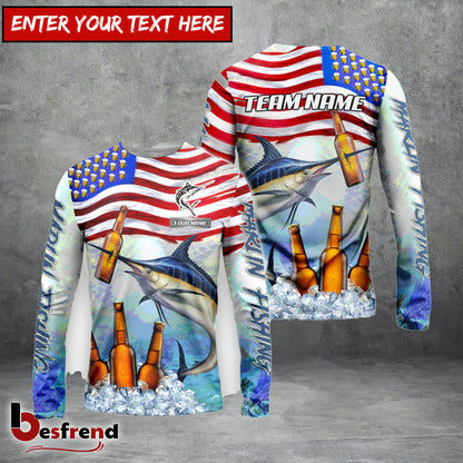 Besfrend Marlin Fishing American Flag Beer Custom Name  Team Name 3D Shirts