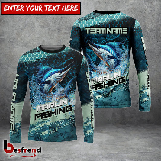 Besfrend Marlin Fishing Aqua Strike Custom Name  Team Name 3D Shirts