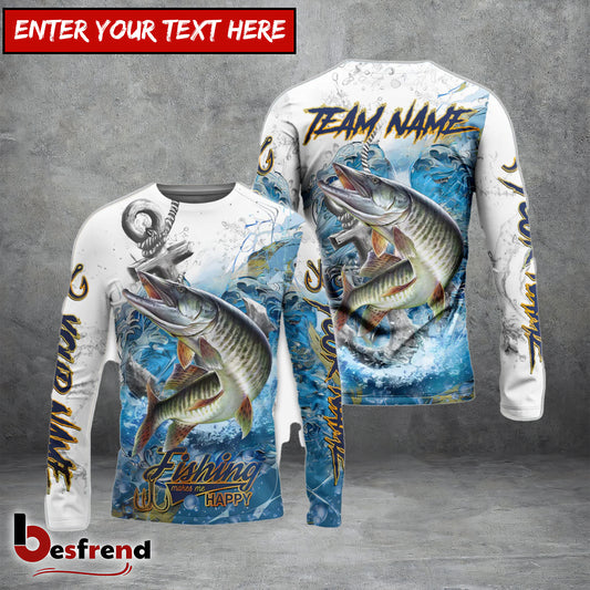 Besfrend Musky Fishing Anchor Ocean Splash Design Name  Team Name 3D Shirts