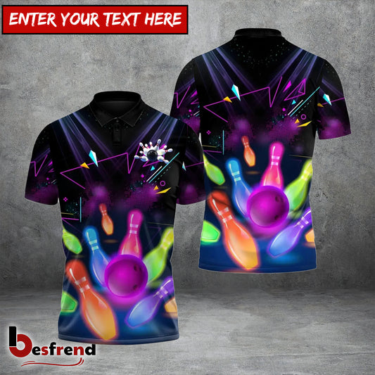 Besfrend Neon Bowling Polo Custom Team Glow Strike Shirt
