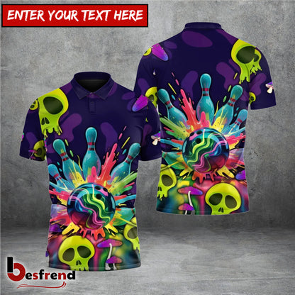 Besfrend Neon Bowling Skull 3D Shirt