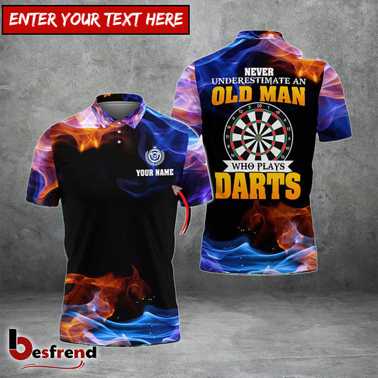 Besfrend Never Underestimate An Old Man Who Play Darts Personalized Name 3D Shirt
