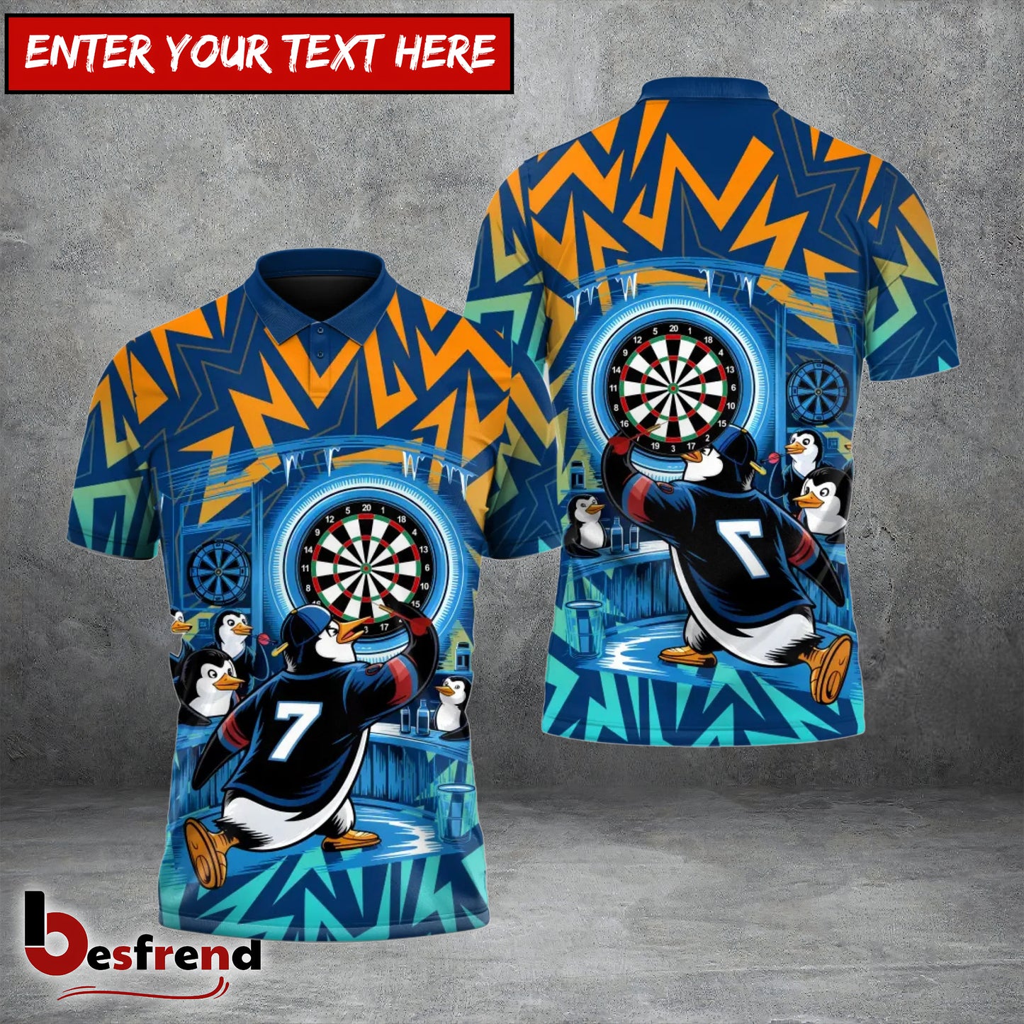 Besfrend Penguin Bullseye Darts 3D Shirt
