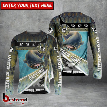 Besfrend Personalized Catfish Fishing Art Line Sport Fishing Shirts