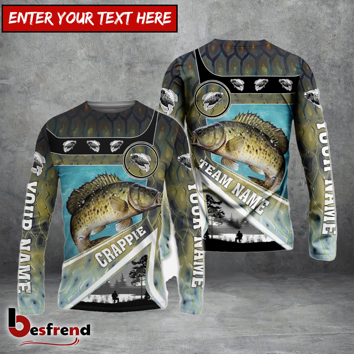 Besfrend Personalized Crappie Fishing Art Line Sport Fishing Shirts