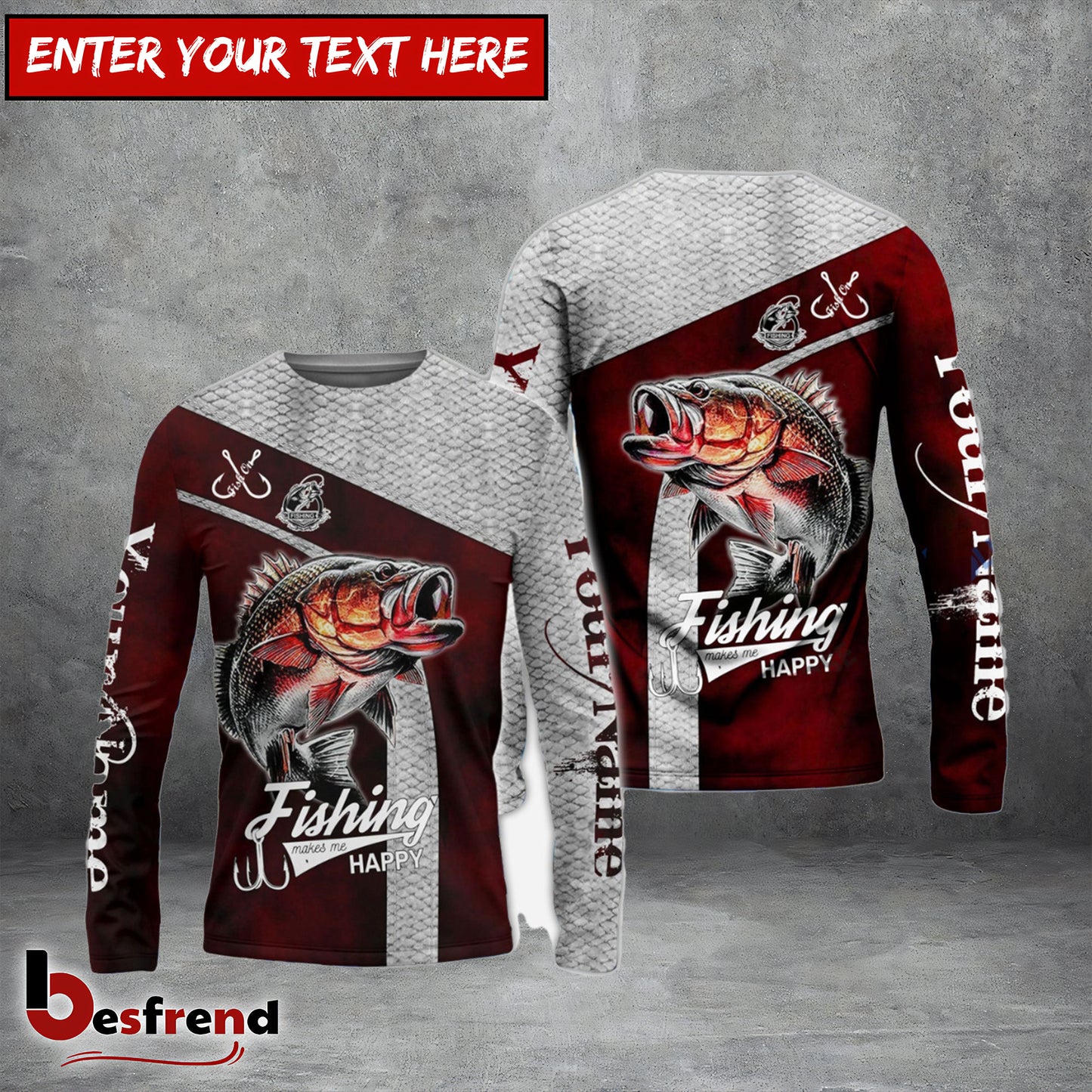 Besfrend Personalized Fishing Red Shirt