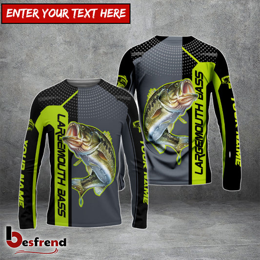 Besfrend Personalized Largemouth Bass Fishing Green Line Sport Jersey Fishing Shirts