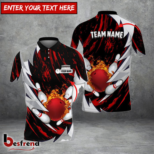 Besfrend Personalized Name Thunders Bowling And Pins Multicolor 3D Shirt