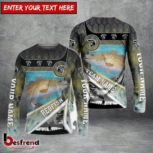Besfrend Personalized Redfish Fishing Art Line Sport Fishing Shirts