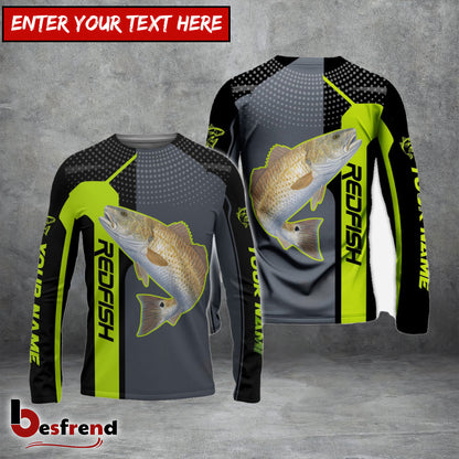 Besfrend Personalized Redfish Fishing Green Line Sport Jersey Fishing Shirts