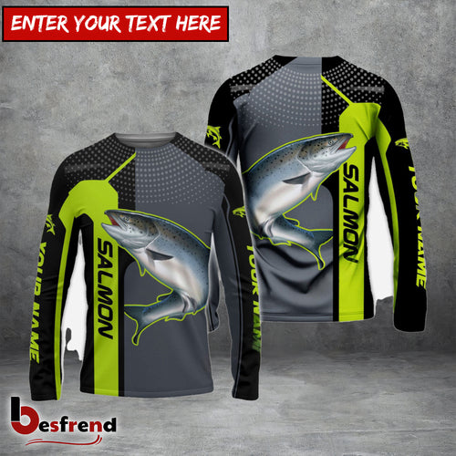 Besfrend Personalized Salmon Fishing Green Line Sport Jersey Fishing Shirts