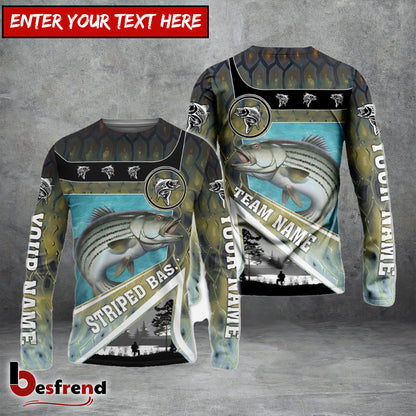 Besfrend Personalized Striped Bass Fishing Art Line Sport Fishing Shirts