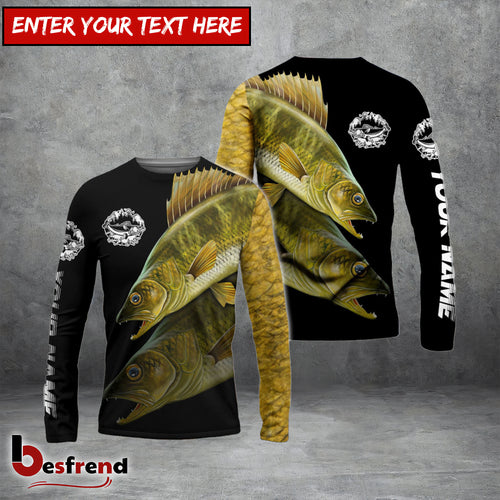 Besfrend Personalized Walleye Fishing Custom Name 3D Shirts