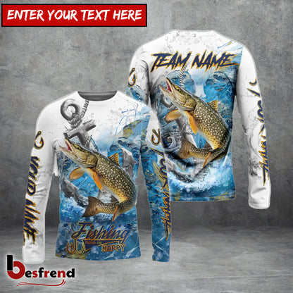 Besfrend Pike Fishing Anchor Ocean Splash Design Name  Team Name 3D Shirts