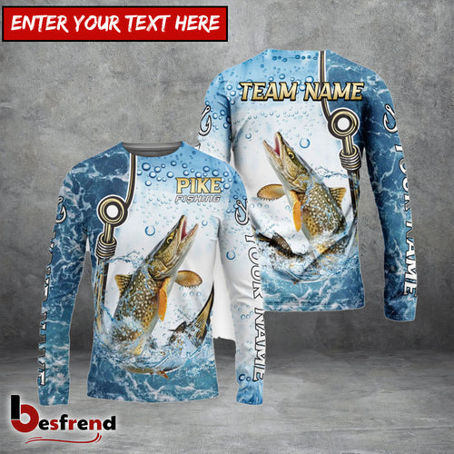 Besfrend Pike Fishing Golden Hook Graphic Sport Custom Name  Team Name 3D Shirts