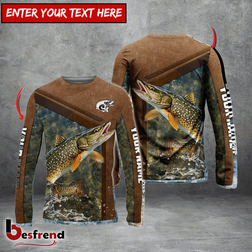 Besfrend Pike Fishing Leather Pattern Personalized Shirt