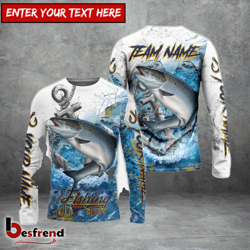 Besfrend Salmon Fishing Anchor Ocean Splash Design Name  Team Name 3D Shirts
