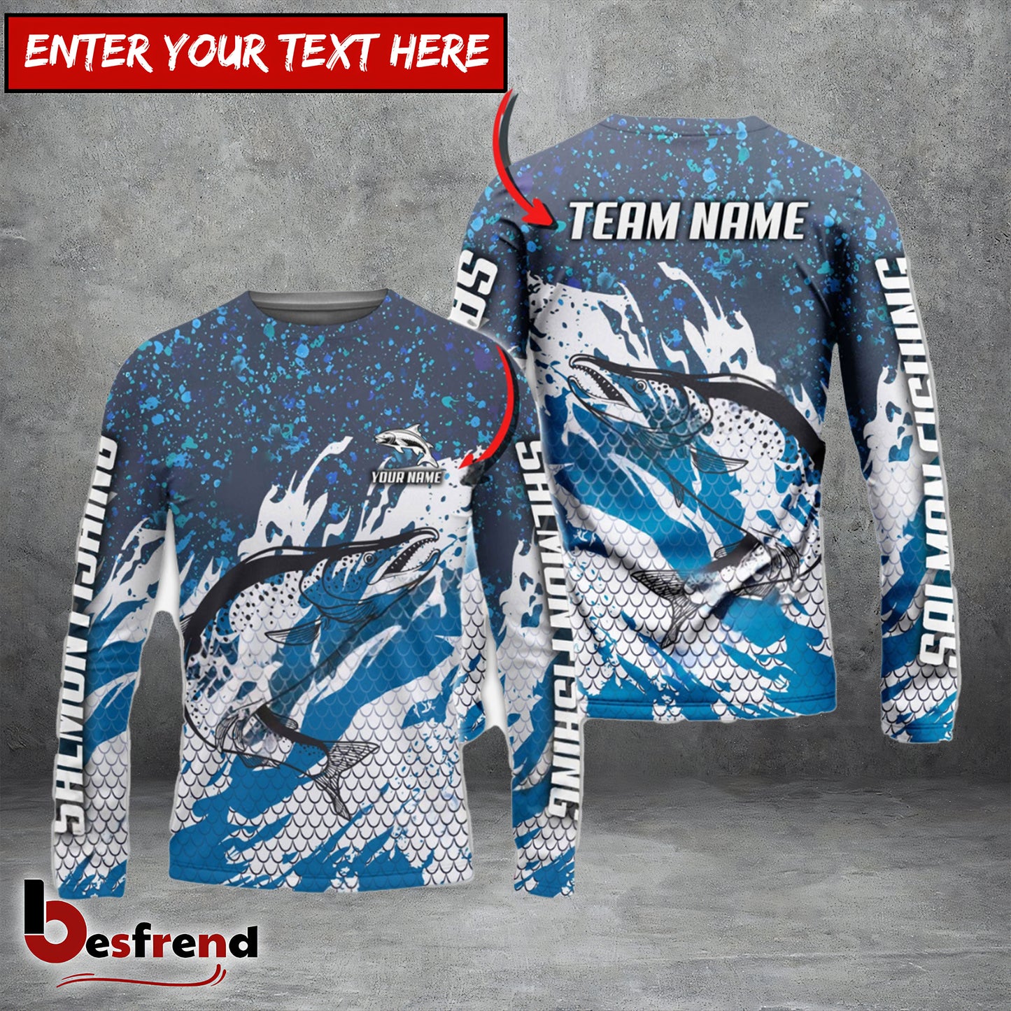 Besfrend Salmon Fishing Bluefin Sport Custom Name  Team Name 3D Shirts