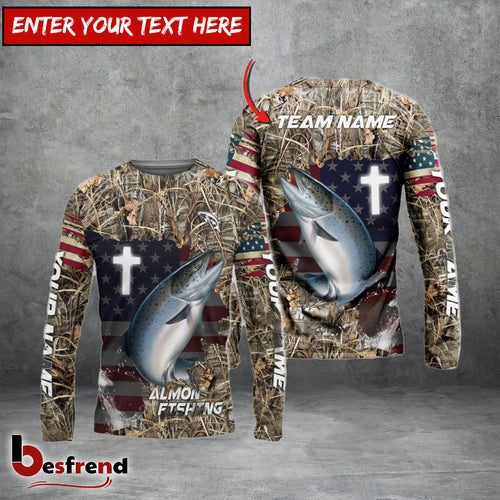 Besfrend Salmon Fishing Cross Camo Custom Name  Team Name 3D Shirts