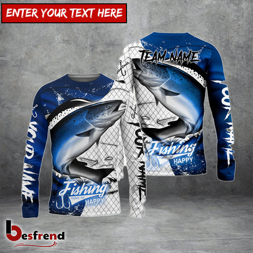 Besfrend Salmon Fishing Dark Blue Skin Sport Custom Name  Team Name 3D Shirts