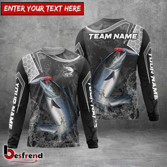 Besfrend Salmon Fishing Gray Camo Sport Custom Name  Team Name 3D Shirts