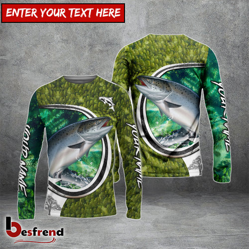 Besfrend Salmon Fishing Hook Green Custom Long Sleeves Fishing Shirt
