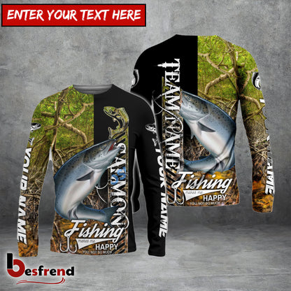 Besfrend Salmon Fishing Jungle Camo Custom Name  Team Name 3D Shirts