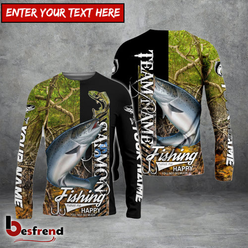 Besfrend Salmon Fishing Jungle Camo Custom Name  Team Name 3D Shirts