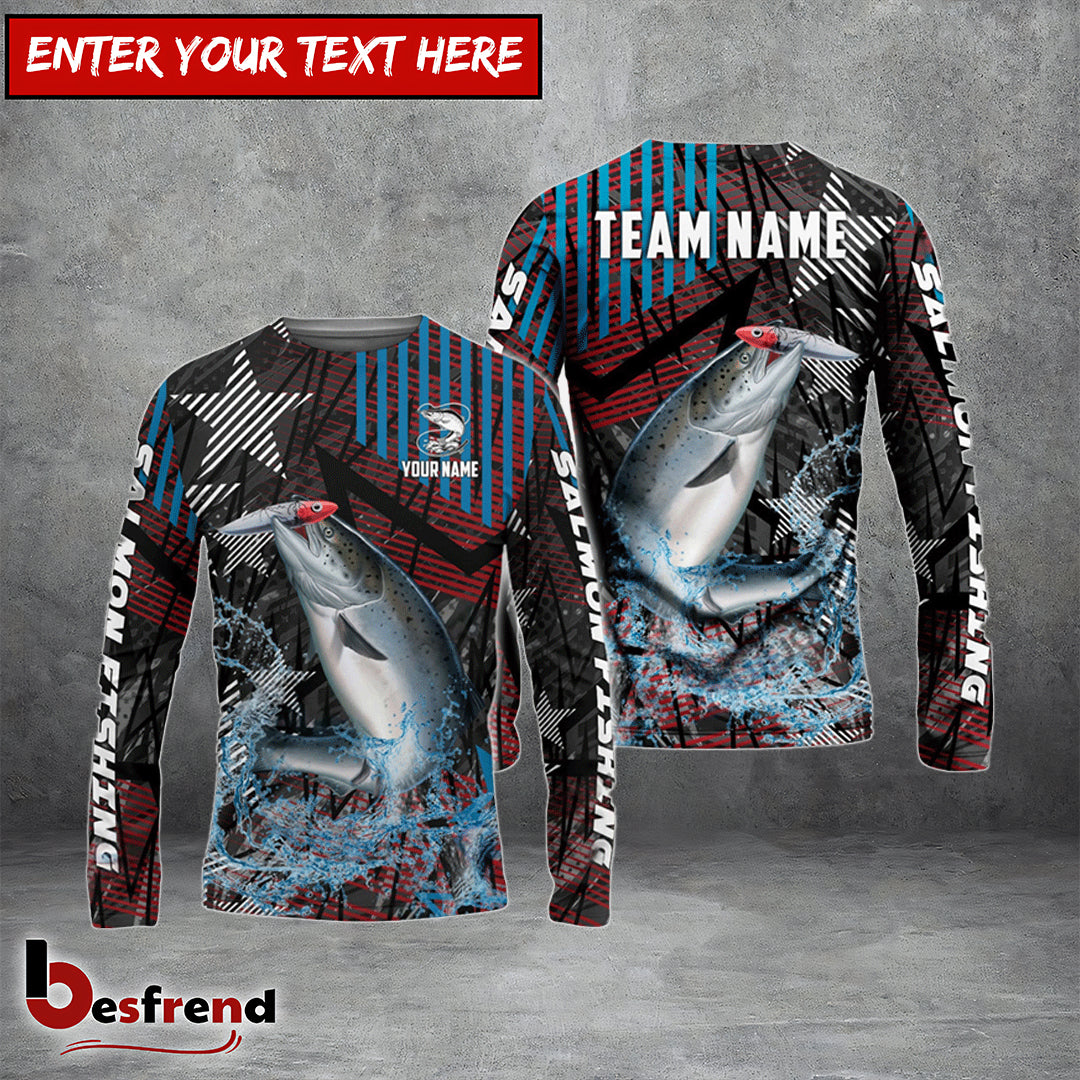 Besfrend Salmon Fishing Rising Star Custom Name  Team Name 3D Shirts
